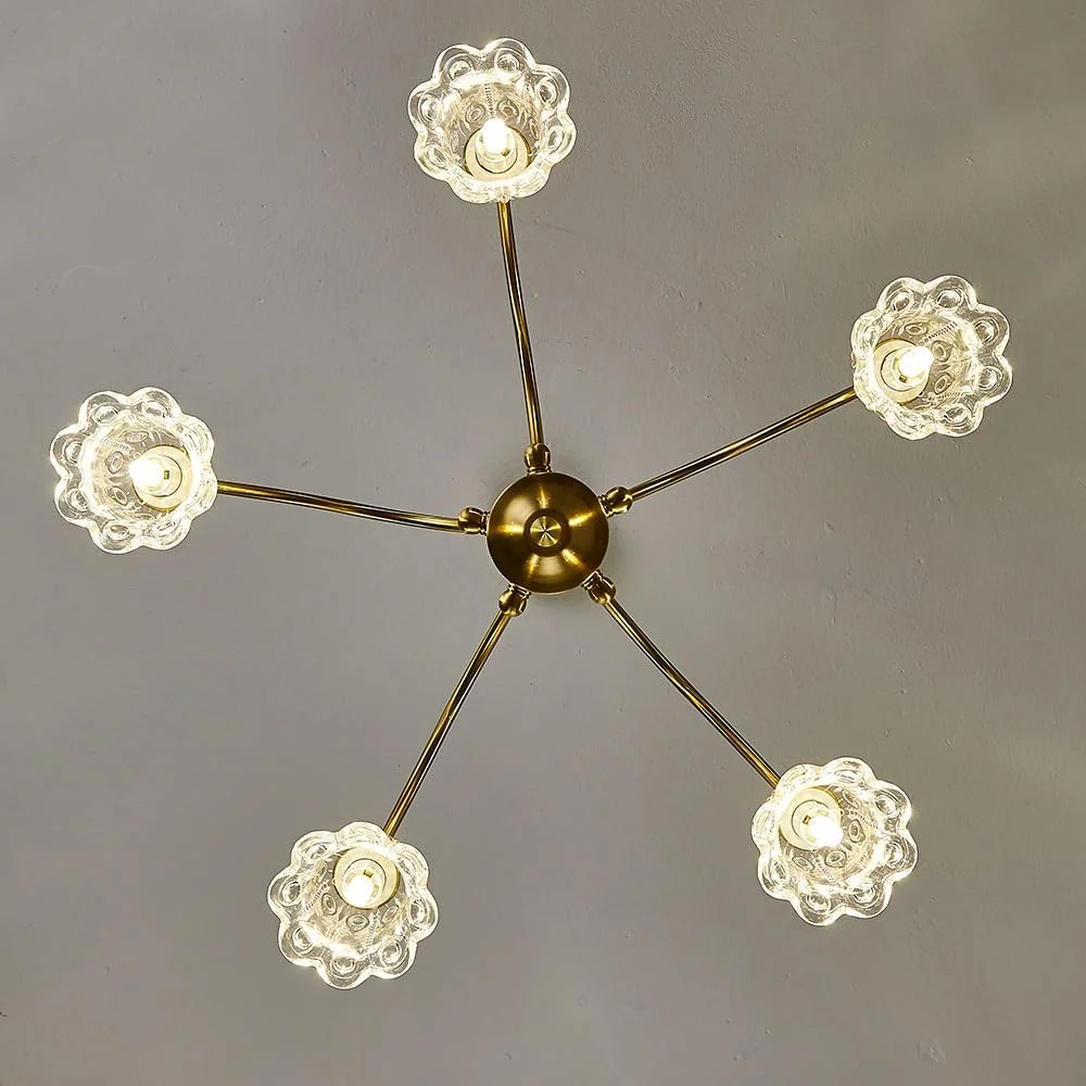 لوستر 5 شاخه طلایی وینتیج TELAFLY، لوستر آویز شیشه ای روستیک زیبا برای اتاق ناهارخوری، آشپزخانه، اتاق نشیمن، اتاق خواب لوستر 5 شاخه طلایی وینتیج TELAFLY، لوستر آویز شیشه ای روستیک زیبا برای اتاق ناهارخوری، آشپزخانه، اتاق نشیمن، اتاق خواب
