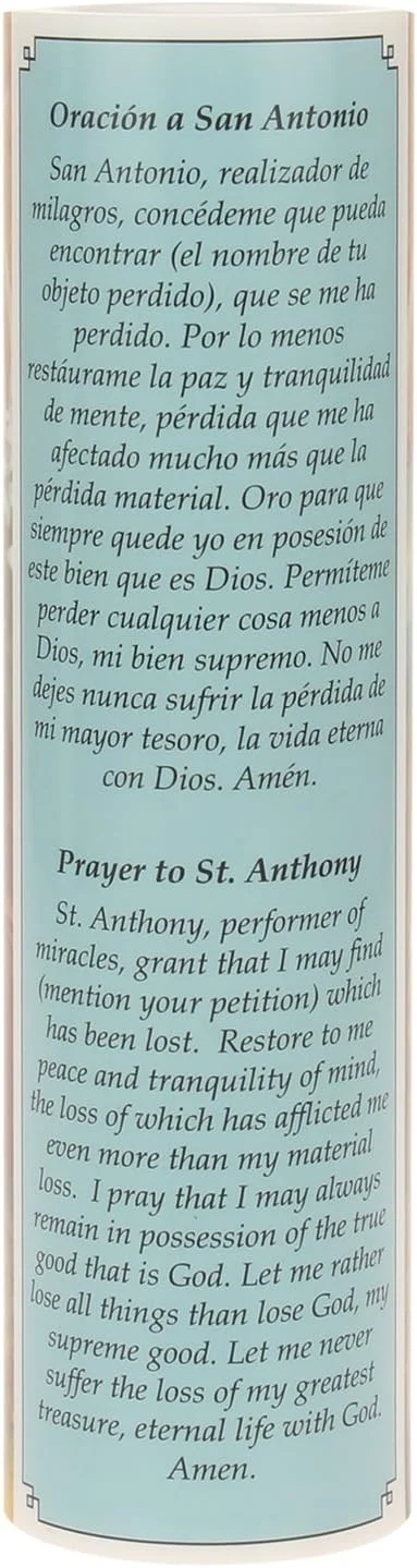 شمع دعای LED سوسوزن سنت آنتونی از مجموعه سنگبریار سنتز، متن انگلیسی و اسپانیایی، دکوری مذهبی منحصر به فرد برای محراب، شومینه یا هر اتاق در خانه شمع دعای LED سوسوزن سنت آنتونی از مجموعه سنگبریار سنتز، متن انگلیسی و اسپانیایی، دکوری مذهبی منحصر به فرد برای محراب، شومینه یا هر اتاق در خانه