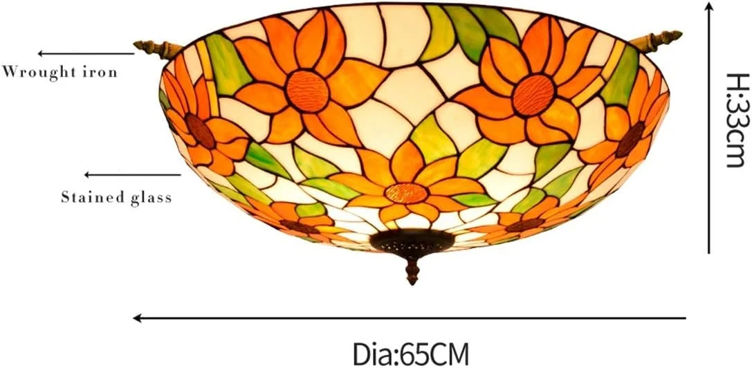 چراغ سقفی شیشه رنگی طرح گل آفتابگردان، 65 سانتی متر، سبک تیفانی، مناسب اتاق نشیمن، رستوران، بار، اتاق خواب، اثر هنری نیمه سقفی چراغ سقفی شیشه رنگی طرح گل آفتابگردان، 65 سانتی متر، سبک تیفانی، مناسب اتاق نشیمن، رستوران، بار، اتاق خواب، اثر هنری نیمه سقفی