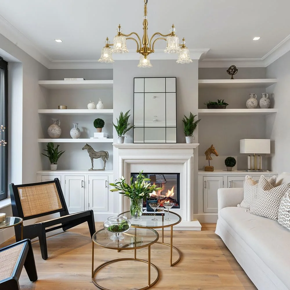 لوستر 5 شاخه طلایی وینتیج TELAFLY، لوستر آویز شیشه ای روستیک زیبا برای اتاق ناهارخوری، آشپزخانه، اتاق نشیمن، اتاق خواب لوستر 5 شاخه طلایی وینتیج TELAFLY، لوستر آویز شیشه ای روستیک زیبا برای اتاق ناهارخوری، آشپزخانه، اتاق نشیمن، اتاق خواب