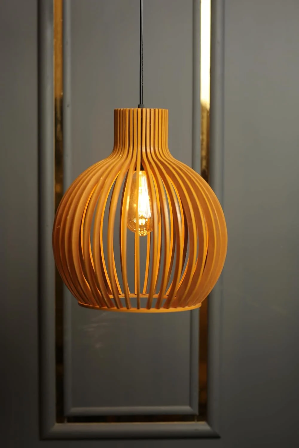 لوستر چوبی سوباه لیمیا، نورپردازی اثیری، چراغ آویز سقفی چوبی دست ساز و پرداخت شده، مناسب اتاق نشیمن، اتاق پذیرایی، اتاق خواب، دفتر کار و رستوران (پرداخت شده، بزرگ)