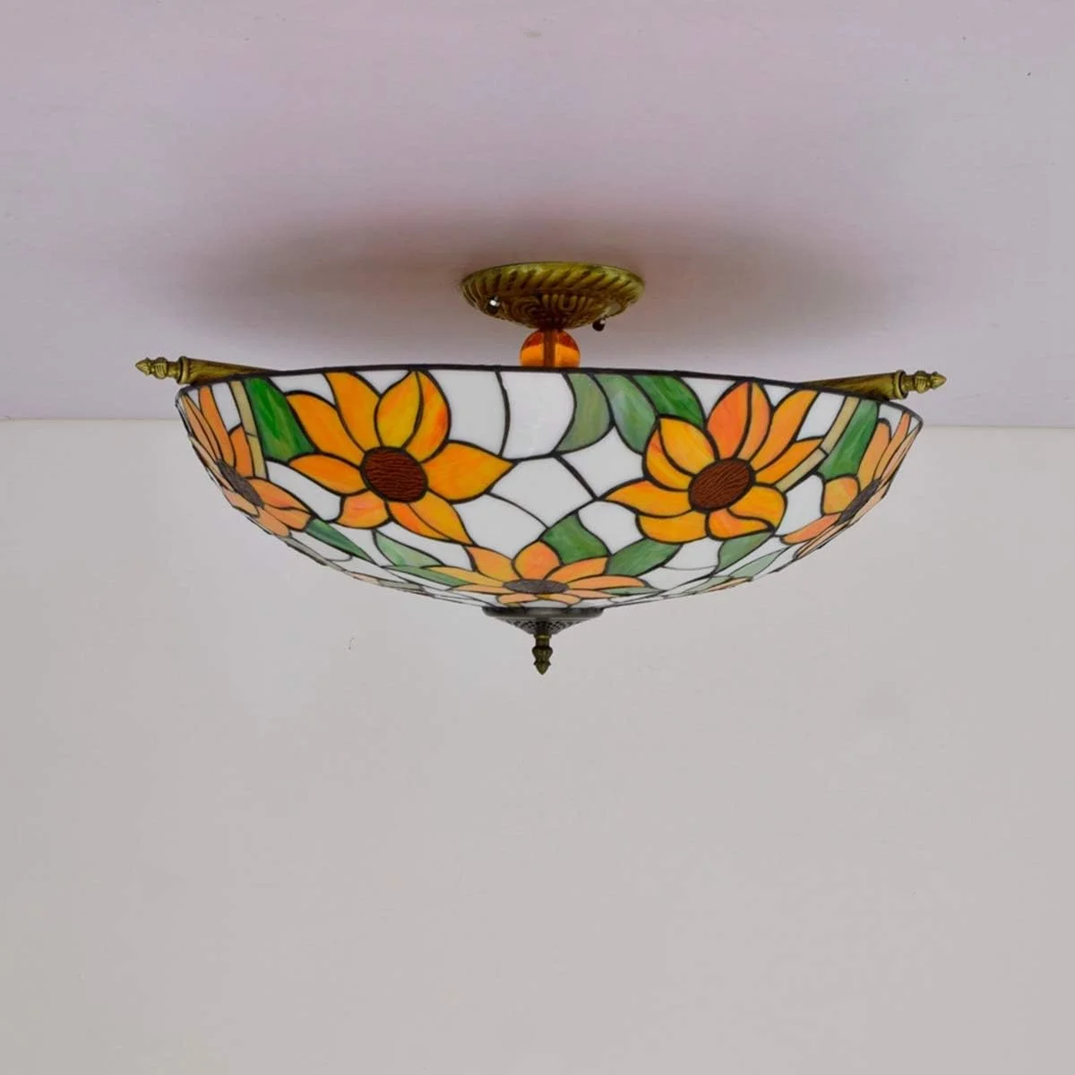 چراغ سقفی شیشه رنگی طرح گل آفتابگردان، 65 سانتی متر، سبک تیفانی، مناسب اتاق نشیمن، رستوران، بار، اتاق خواب، اثر هنری نیمه سقفی چراغ سقفی شیشه رنگی طرح گل آفتابگردان، 65 سانتی متر، سبک تیفانی، مناسب اتاق نشیمن، رستوران، بار، اتاق خواب، اثر هنری نیمه سقفی