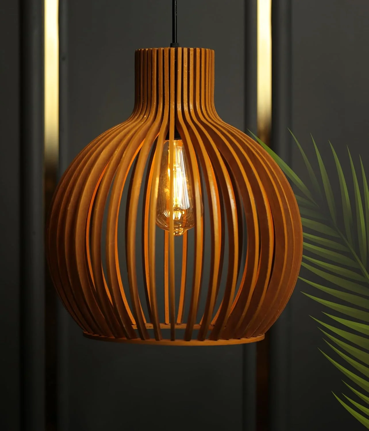 لوستر چوبی سوباه لیمیا، نورپردازی اثیری، چراغ آویز سقفی چوبی دست ساز و پرداخت شده، مناسب اتاق نشیمن، اتاق پذیرایی، اتاق خواب، دفتر کار و رستوران (پرداخت شده، بزرگ)