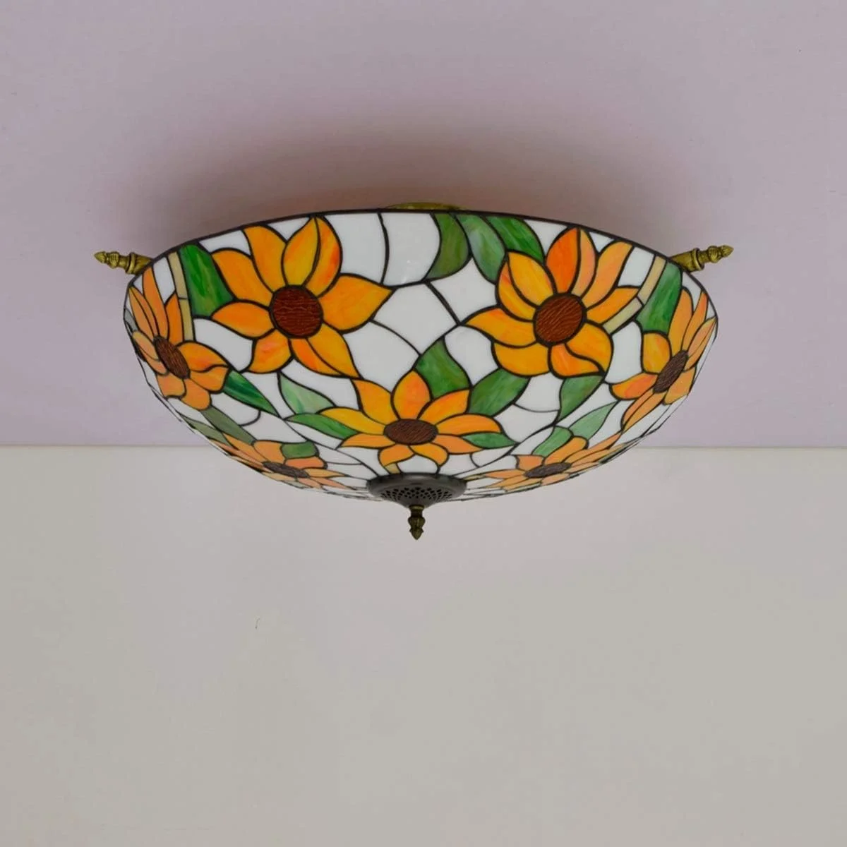 چراغ سقفی شیشه رنگی طرح گل آفتابگردان، 65 سانتی متر، سبک تیفانی، مناسب اتاق نشیمن، رستوران، بار، اتاق خواب، اثر هنری نیمه سقفی چراغ سقفی شیشه رنگی طرح گل آفتابگردان، 65 سانتی متر، سبک تیفانی، مناسب اتاق نشیمن، رستوران، بار، اتاق خواب، اثر هنری نیمه سقفی