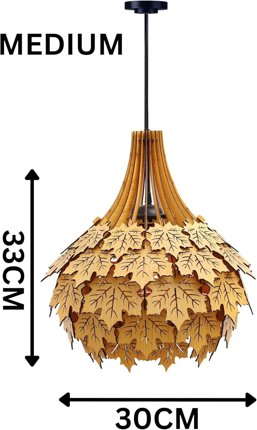 لوستر سقفی آویز چوبی مدل گلبرگ SUBAH LEMIEA مناسب اتاق خواب، نشیمن، پذیرایی، دفتر کار و غذاخوری (متوسط)