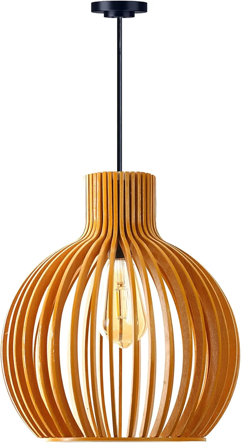 لوستر چوبی سوباه لیمیا، نورپردازی اثیری، چراغ آویز سقفی چوبی دست ساز و پرداخت شده، مناسب اتاق نشیمن، اتاق پذیرایی، اتاق خواب، دفتر کار و رستوران (پرداخت شده، بزرگ)