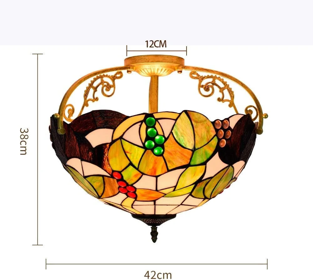چراغ سقفی شیشه رنگی 30 سانتی متری، آویز نیمه چراغ به سبک تیفانی، مناسب اتاق نشیمن و راهرو چراغ سقفی شیشه رنگی 30 سانتی متری، آویز نیمه چراغ به سبک تیفانی، مناسب اتاق نشیمن و راهرو