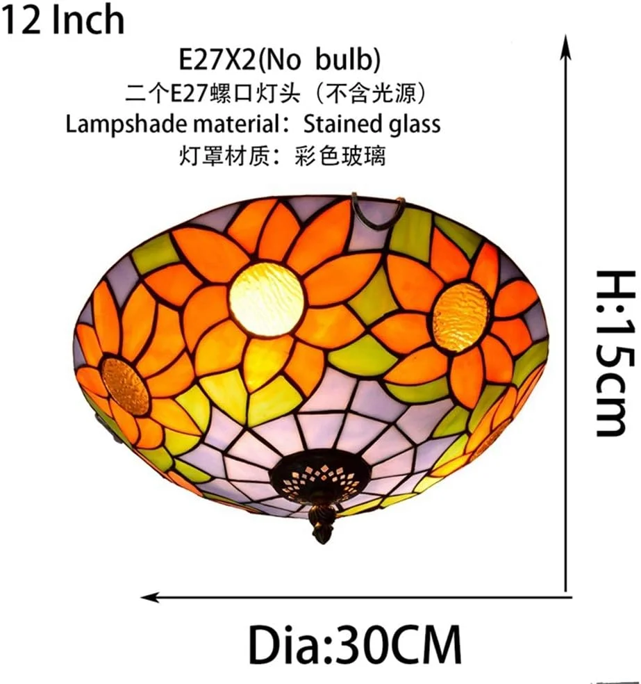 چراغ سقفی شیشه رنگی 30 سانتی متری، لامپ شیشه ای تیفانی طرح آفتابگردان، روشنایی آبی مدیترانه ای، مناسب برای اتاق خواب، رستوران، کافه چراغ سقفی شیشه رنگی 30 سانتی متری، لامپ شیشه ای تیفانی طرح آفتابگردان، روشنایی آبی مدیترانه ای، مناسب برای اتاق خواب، رستوران، کافه