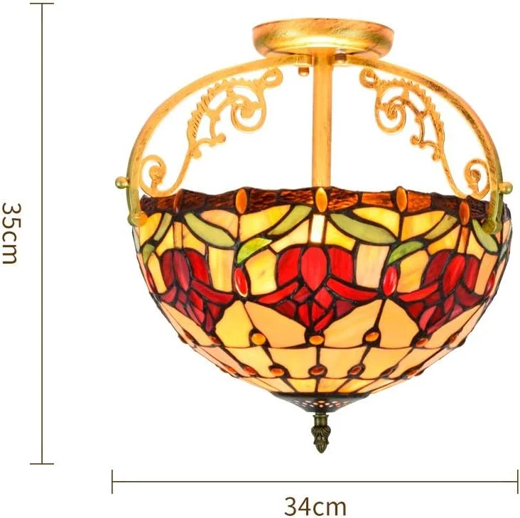 چراغ سقفی شیشه رنگی 30 سانتی متری، آویز نیمه چراغ به سبک تیفانی مناسب اتاق نشیمن و راهرو چراغ سقفی شیشه رنگی 30 سانتی متری، آویز نیمه چراغ به سبک تیفانی مناسب اتاق نشیمن و راهرو