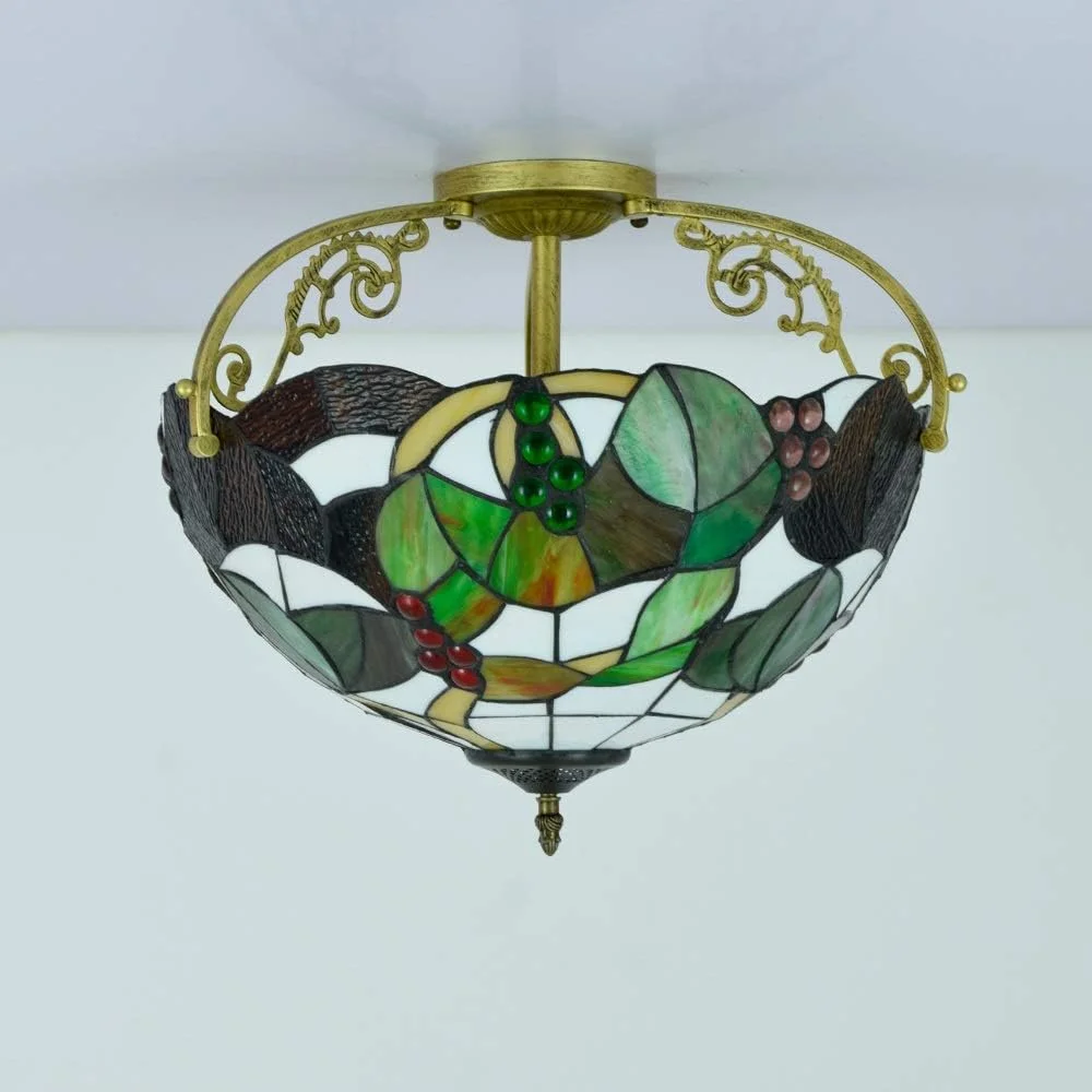 چراغ سقفی شیشه رنگی 30 سانتی متری، آویز نیمه چراغ به سبک تیفانی، مناسب اتاق نشیمن و راهرو چراغ سقفی شیشه رنگی 30 سانتی متری، آویز نیمه چراغ به سبک تیفانی، مناسب اتاق نشیمن و راهرو
