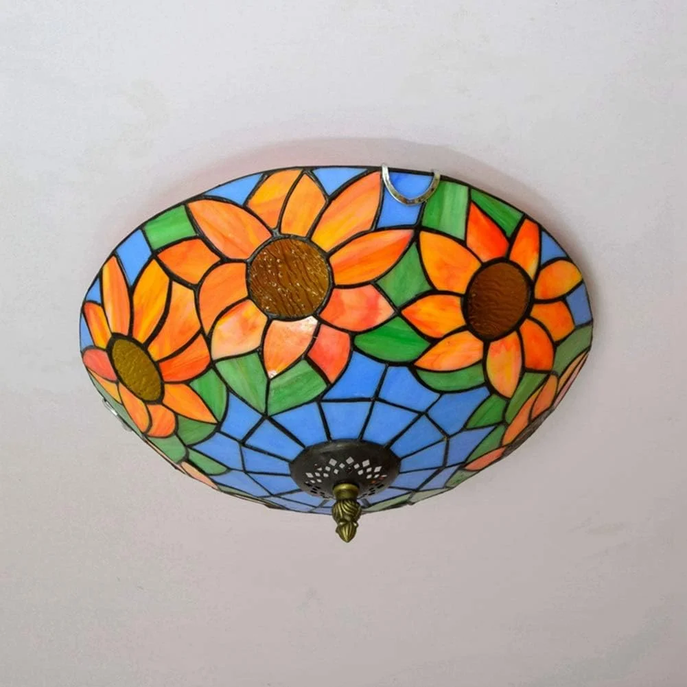چراغ سقفی شیشه رنگی 30 سانتی متری، لامپ شیشه ای تیفانی طرح آفتابگردان، روشنایی آبی مدیترانه ای، مناسب برای اتاق خواب، رستوران، کافه چراغ سقفی شیشه رنگی 30 سانتی متری، لامپ شیشه ای تیفانی طرح آفتابگردان، روشنایی آبی مدیترانه ای، مناسب برای اتاق خواب، رستوران، کافه