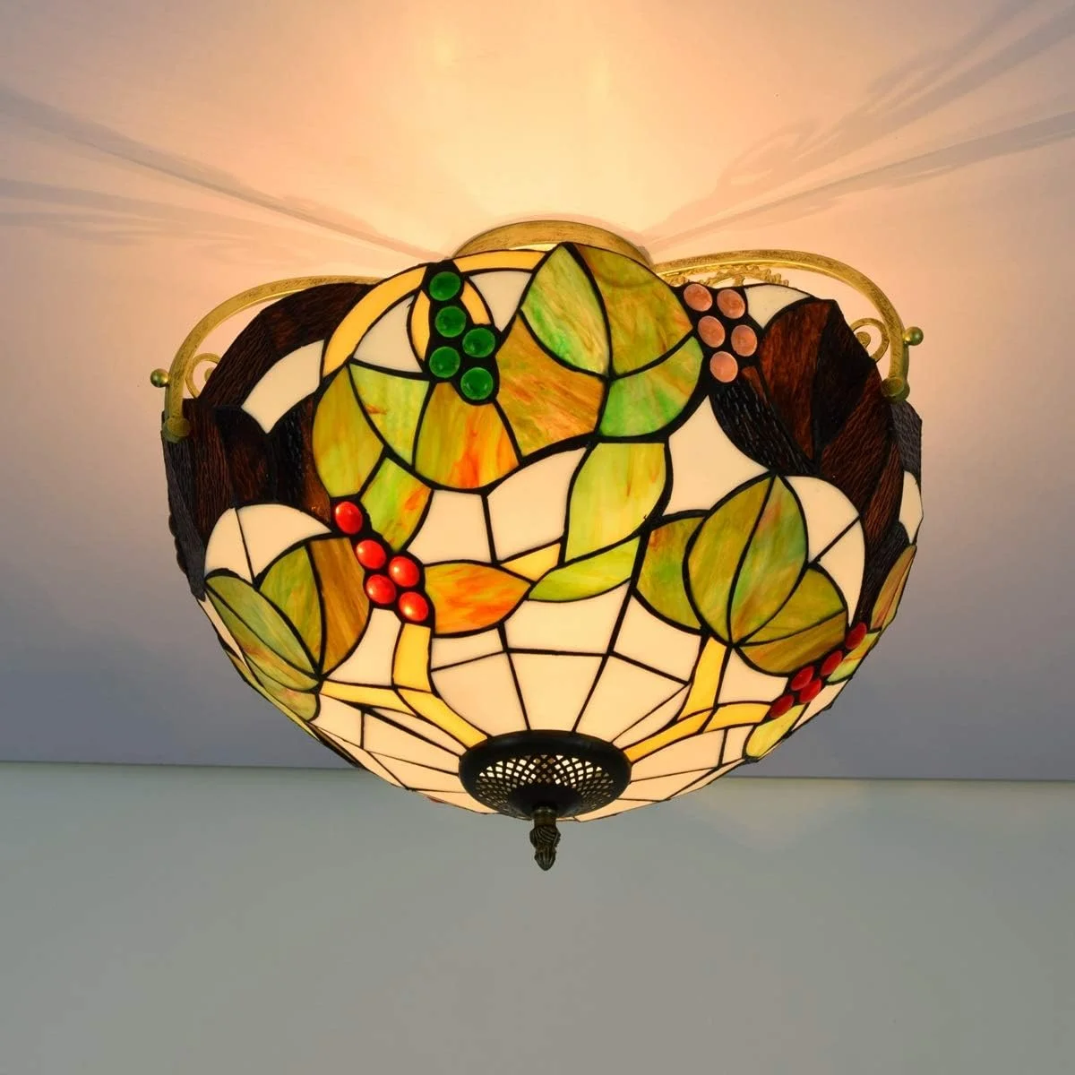 چراغ سقفی شیشه رنگی 30 سانتی متری، آویز نیمه چراغ به سبک تیفانی، مناسب اتاق نشیمن و راهرو چراغ سقفی شیشه رنگی 30 سانتی متری، آویز نیمه چراغ به سبک تیفانی، مناسب اتاق نشیمن و راهرو
