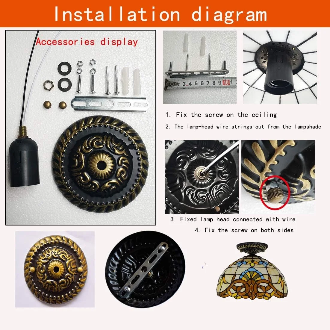 چراغ سقفی شیشه رنگی 12 اینچی، چراغ های شیشه ای به سبک تیفانی با سایه گل رز بنفش قرمز برای لامپ اتاق نشیمن چراغ سقفی شیشه رنگی 12 اینچی، چراغ های شیشه ای به سبک تیفانی با سایه گل رز بنفش قرمز برای لامپ اتاق نشیمن