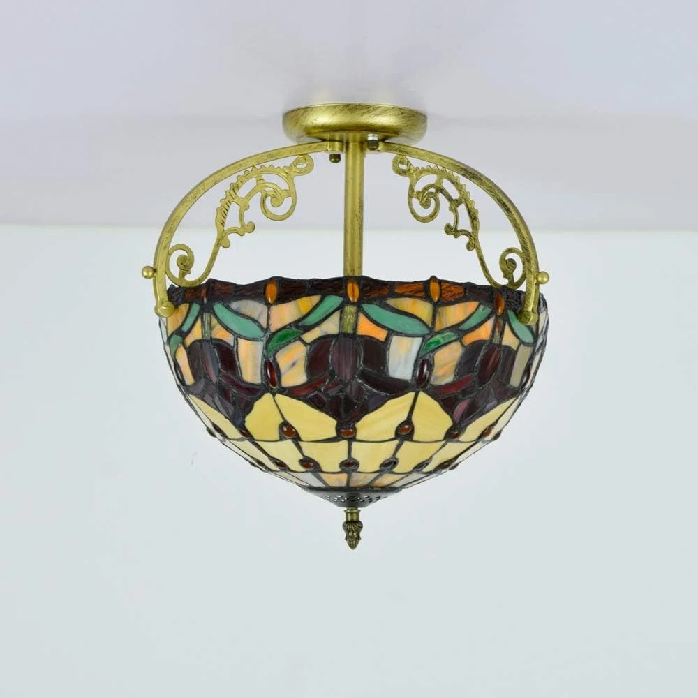 چراغ سقفی شیشه رنگی 30 سانتی متری، آویز نیمه چراغ به سبک تیفانی مناسب اتاق نشیمن و راهرو چراغ سقفی شیشه رنگی 30 سانتی متری، آویز نیمه چراغ به سبک تیفانی مناسب اتاق نشیمن و راهرو