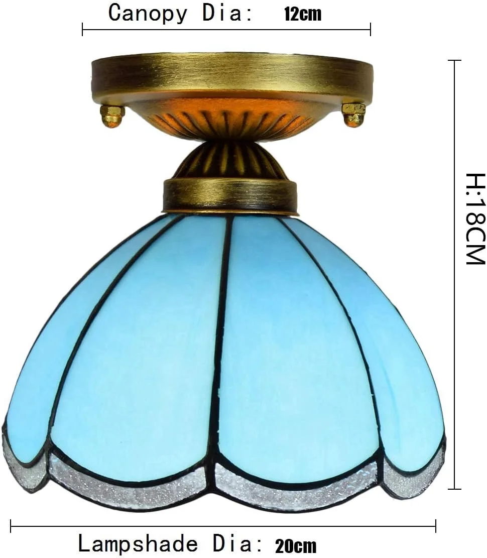 چراغ سقفی شیشه رنگی 8 اینچی تیفانی راهرو راهرو بالکن مدیترانه ای آبی کوچک چراغ سقفی شیشه رنگی 8 اینچی تیفانی راهرو راهرو بالکن مدیترانه ای آبی کوچک