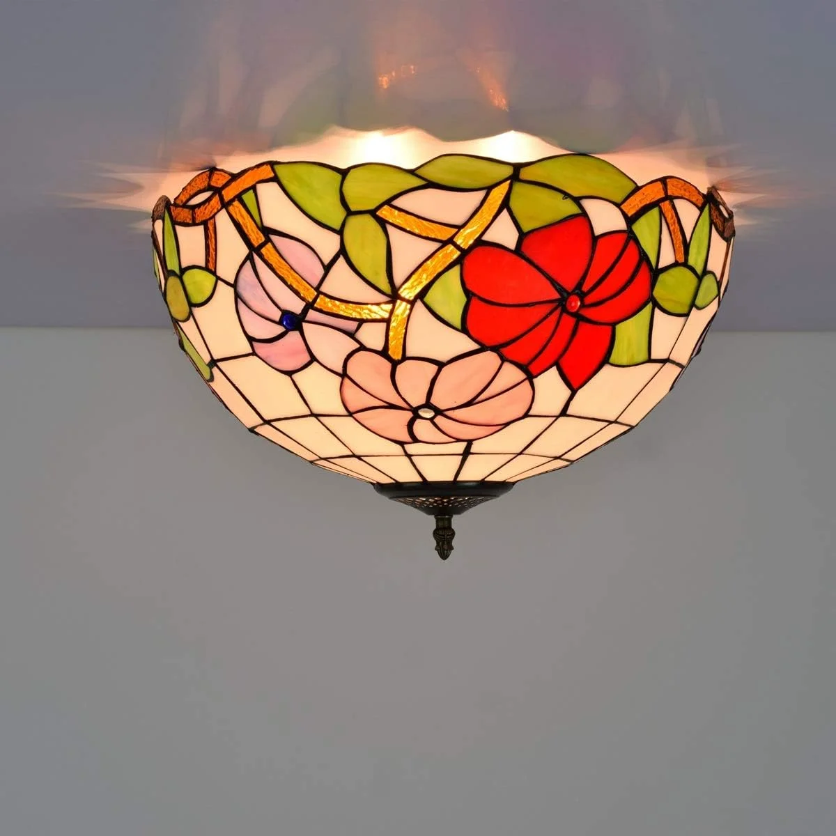 چراغ سقفی شیشه رنگی 40 سانتی متری به سبک تیفانی، لامپ شیشه ای صورتی رنگ گل نیلوفر صبحگاهی، چراغ ها و فانوس های داخلی برای راهرو اتاق خواب، بالکن و آشپزخانه چراغ سقفی شیشه رنگی 40 سانتی متری به سبک تیفانی، لامپ شیشه ای صورتی رنگ گل نیلوفر صبحگاهی، چراغ ها و فانوس های داخلی برای راهرو اتاق خواب، بالکن و آشپزخانه