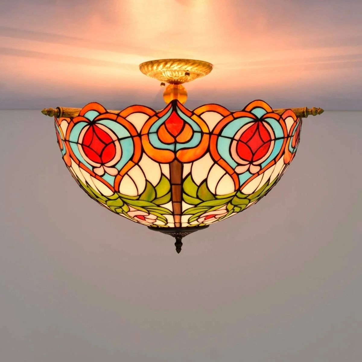 چراغ سقفی شیشه رنگی 50 سانتی متری، خلاقانه، طرح تیفانی، مناسب اتاق نشیمن کوچک، رستوران، بار، اتاق خواب، چراغ هنری چراغ سقفی شیشه رنگی 50 سانتی متری، خلاقانه، طرح تیفانی، مناسب اتاق نشیمن کوچک، رستوران، بار، اتاق خواب، چراغ هنری