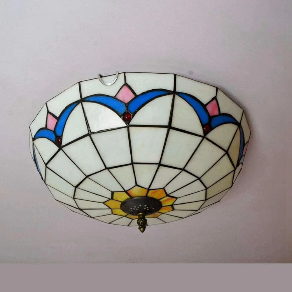 چراغ سقفی شیشه رنگی 12 اینچ تیفانی مناسب اتاق خواب، رستوران، کافه، طرح ماگنولیا چراغ سقفی شیشه رنگی 12 اینچ تیفانی مناسب اتاق خواب، رستوران، کافه، طرح ماگنولیا