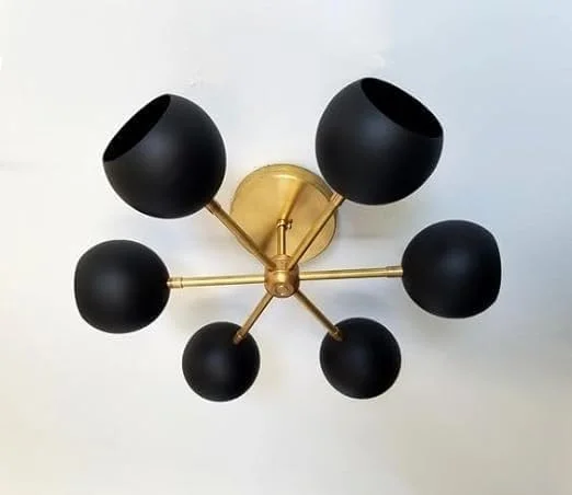 لوستر مدرن اسپوتنیک برنجی با سایه کروی، چراغ سقفی اواسط قرن، چراغ روشنایی عتیقه، چراغ دیواری و سقفی کاسه ای توپی مشکی مات لوستر مدرن اسپوتنیک برنجی با سایه کروی، چراغ سقفی اواسط قرن، چراغ روشنایی عتیقه، چراغ دیواری و سقفی کاسه ای توپی مشکی مات