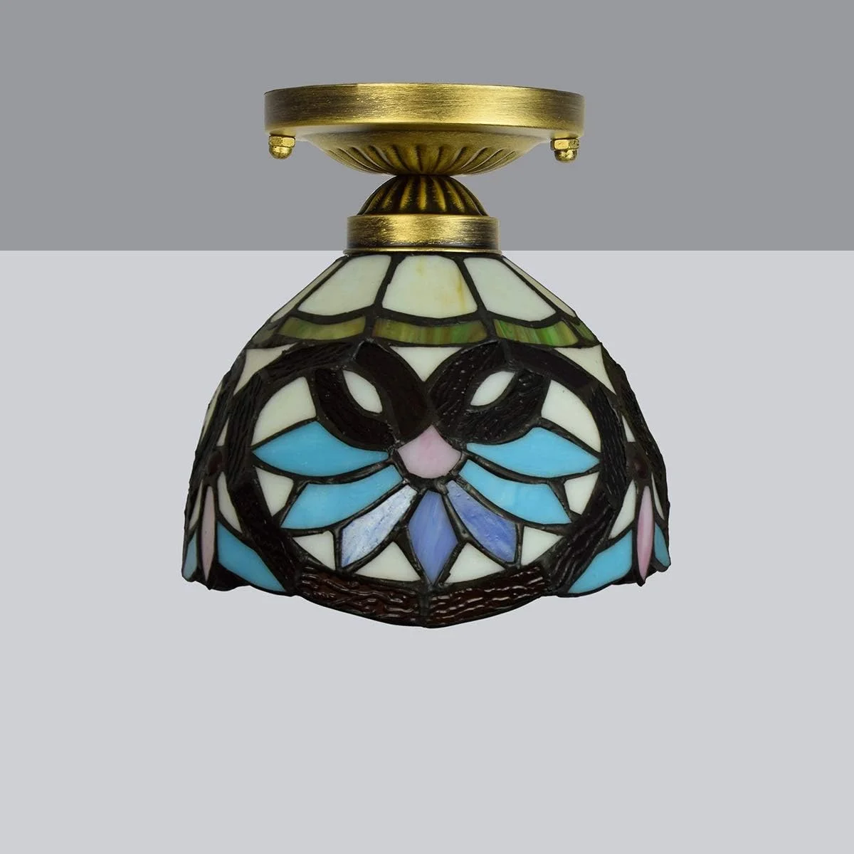 چراغ سقفی شیشه رنگی 8 اینچی، چراغ راهروی کوچک تیفانی