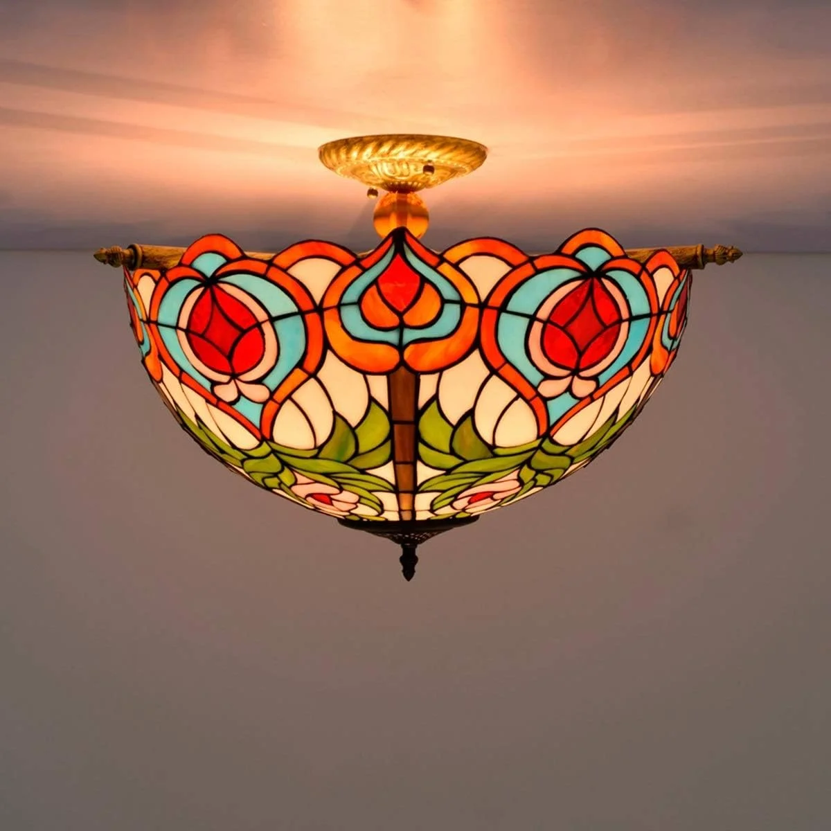 چراغ سقفی شیشه رنگی 50 سانتی متری، خلاقانه، طرح تیفانی، مناسب اتاق نشیمن کوچک، رستوران، بار، اتاق خواب، چراغ هنری چراغ سقفی شیشه رنگی 50 سانتی متری، خلاقانه، طرح تیفانی، مناسب اتاق نشیمن کوچک، رستوران، بار، اتاق خواب، چراغ هنری