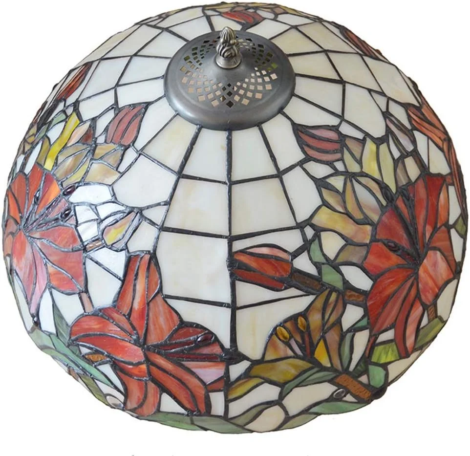 چراغ سقفی شیشه رنگی 16 اینچی طرح لیلی، چراغ خواب گرم، لوستر هنری تیفانی مناسب اتاق نشیمن چراغ سقفی شیشه رنگی 16 اینچی طرح لیلی، چراغ خواب گرم، لوستر هنری تیفانی مناسب اتاق نشیمن