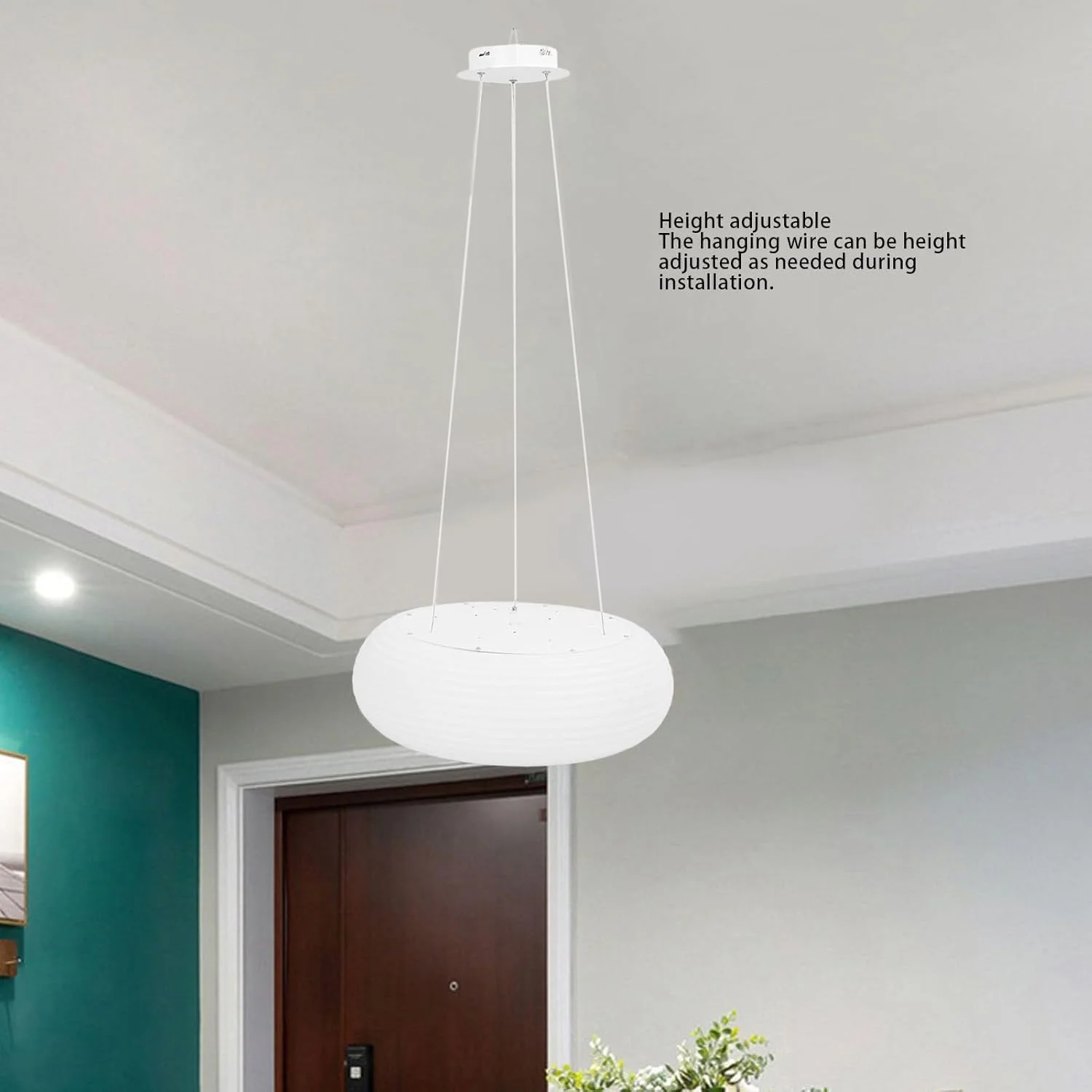 چراغ آویز مدرن با ارتفاع قابل تنظیم Spacnana، چراغ آویز با شید شیری رنگ و قابلیت تنظیم نور پیوسته با کنترل از راه دور برای اتاق غذاخوری، چراغ جزیره آشپزخانه، کافه