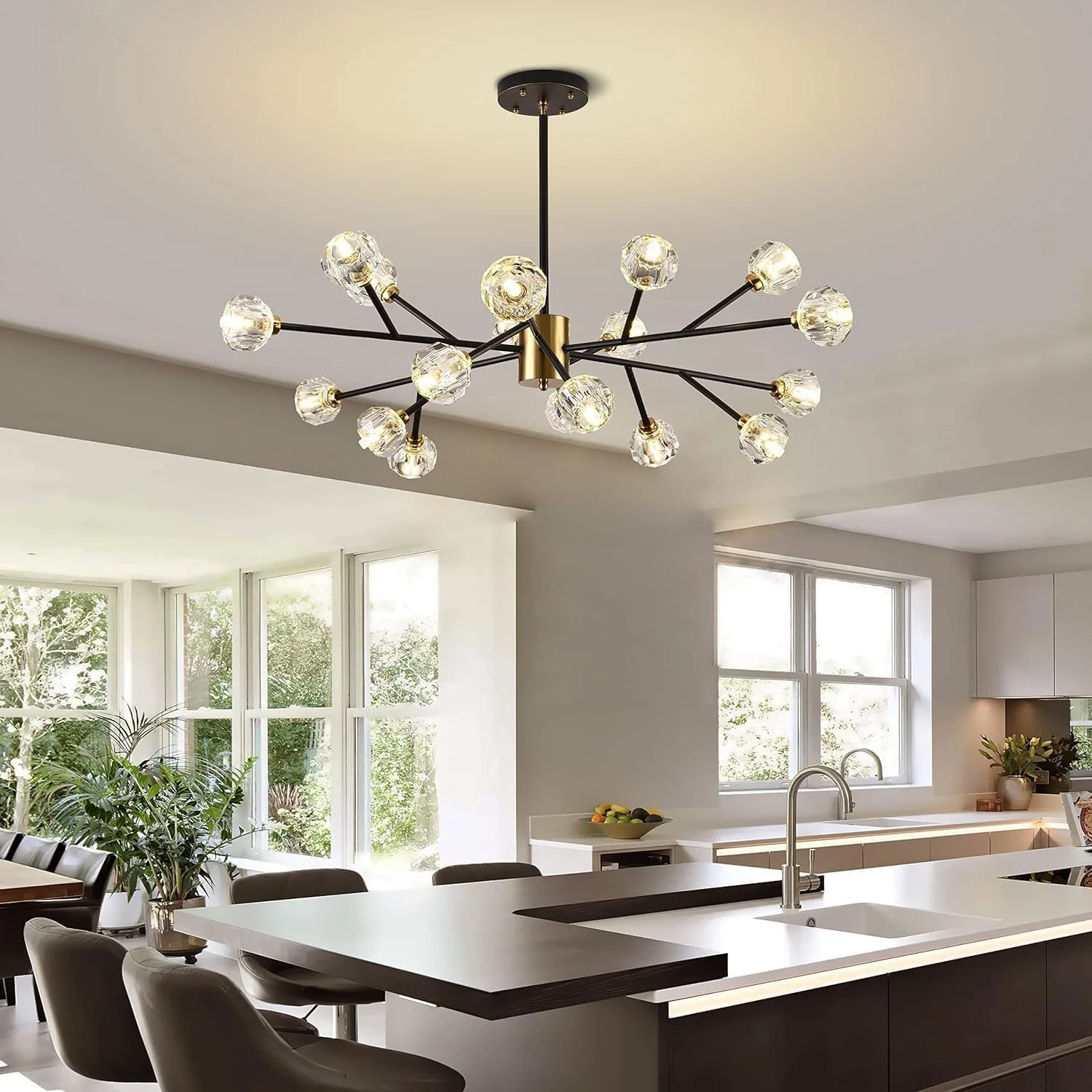 لوستر مدرن اسپوتنیک 18 شاخه، لوستر مشکی و طلایی طرح اسپوتنیک، لوستر شاخه ای کریستالی برای اتاق ناهارخوری، اتاق خواب، اتاق نشیمن لوستر مدرن اسپوتنیک 18 شاخه، لوستر مشکی و طلایی طرح اسپوتنیک، لوستر شاخه ای کریستالی برای اتاق ناهارخوری، اتاق خواب، اتاق نشیمن