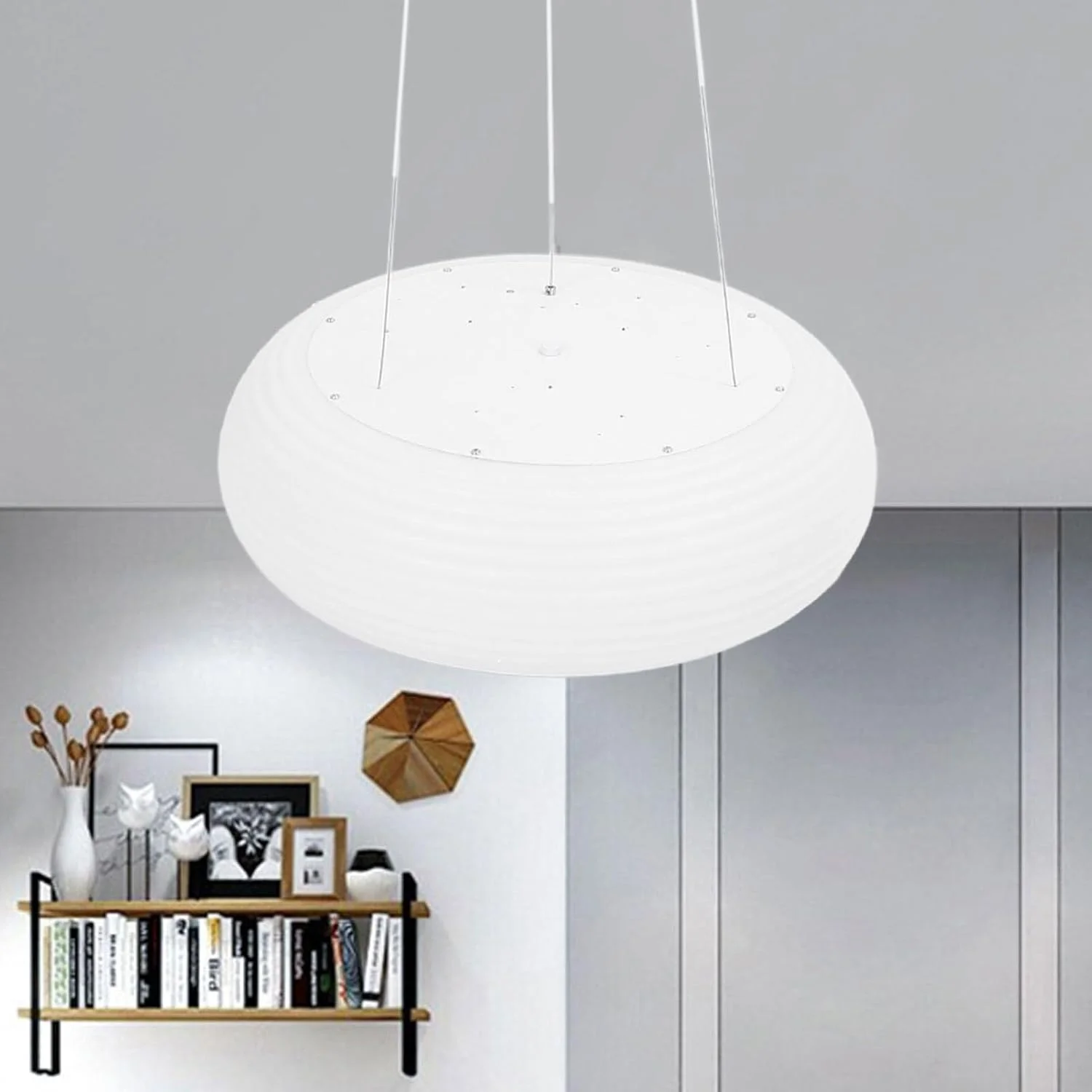 چراغ آویز مدرن با ارتفاع قابل تنظیم Spacnana، چراغ آویز با شید شیری رنگ و قابلیت تنظیم نور پیوسته با کنترل از راه دور برای اتاق غذاخوری، چراغ جزیره آشپزخانه، کافه