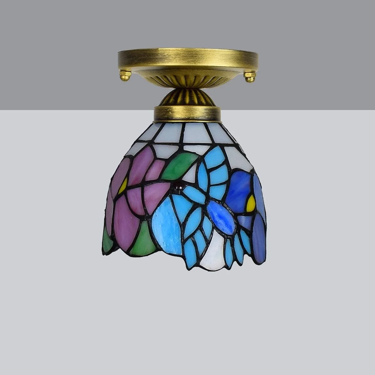 چراغ سقفی شیشه رنگی 6 اینچی تیفانی، راهرو، بالکن، چراغ و فانوس پرنده صورتی، نور کوچک