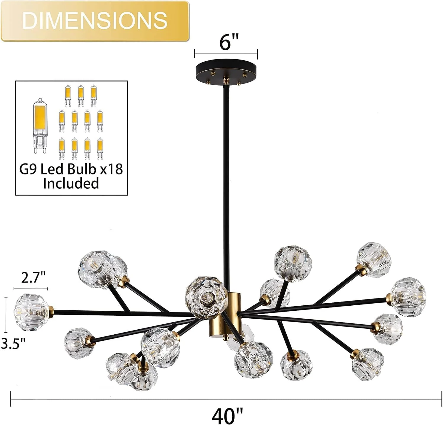 لوستر مدرن اسپوتنیک 18 شاخه، لوستر مشکی و طلایی طرح اسپوتنیک، لوستر شاخه ای کریستالی برای اتاق ناهارخوری، اتاق خواب، اتاق نشیمن لوستر مدرن اسپوتنیک 18 شاخه، لوستر مشکی و طلایی طرح اسپوتنیک، لوستر شاخه ای کریستالی برای اتاق ناهارخوری، اتاق خواب، اتاق نشیمن