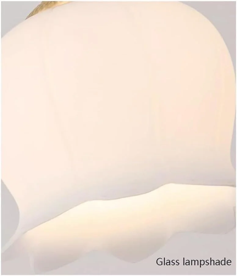 لوستر تمام مسی ساده و لوکس با سرپیچ E26 - چراغ آویز شیشه ای طرح گل به سبک کرم فرانسوی مناسب میز ناهارخوری، لوستر لوستر تمام مسی ساده و لوکس با سرپیچ E26 - چراغ آویز شیشه ای طرح گل به سبک کرم فرانسوی مناسب میز ناهارخوری، لوستر