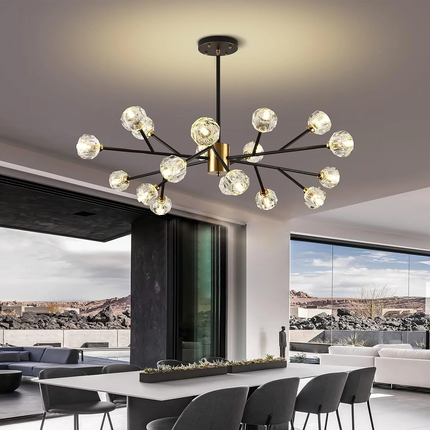لوستر مدرن اسپوتنیک 18 شاخه، لوستر مشکی و طلایی طرح اسپوتنیک، لوستر شاخه ای کریستالی برای اتاق ناهارخوری، اتاق خواب، اتاق نشیمن لوستر مدرن اسپوتنیک 18 شاخه، لوستر مشکی و طلایی طرح اسپوتنیک، لوستر شاخه ای کریستالی برای اتاق ناهارخوری، اتاق خواب، اتاق نشیمن