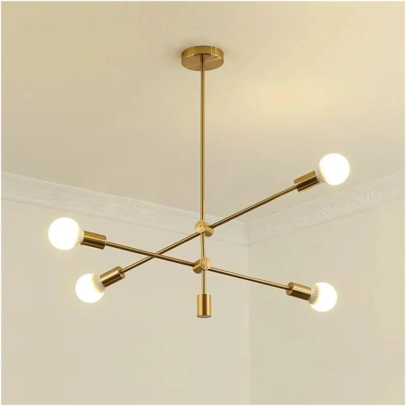 لوستر مدرن اسکاندیناویایی میله بلند دکوراتیو E27 - مناسب اتاق خواب، ناهارخوری، اتاق نشیمن، لامپ لوبیای سحرآمیز، برای اتاق نشیمن، نور گرم - طلایی - 4 شاخه لوستر مدرن اسکاندیناویایی میله بلند دکوراتیو E27 - مناسب اتاق خواب، ناهارخوری، اتاق نشیمن، لامپ لوبیای سحرآمیز، برای اتاق نشیمن، نور گرم - طلایی - 4 شاخه