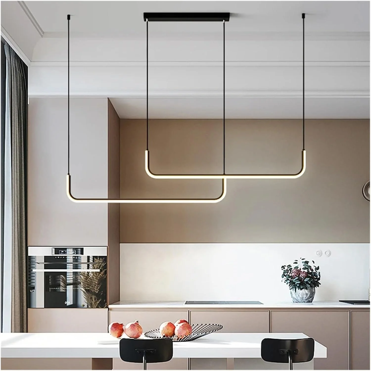 چراغ آویز ال ای دی مینیمالیستی به سبک اسکاندیناوی، مناسب اتاق نشیمن، آشپزخانه، اتاق غذاخوری، نورپردازی دکوراسیون منزل، دکور مدرن، طلایی-90 سانتی متر