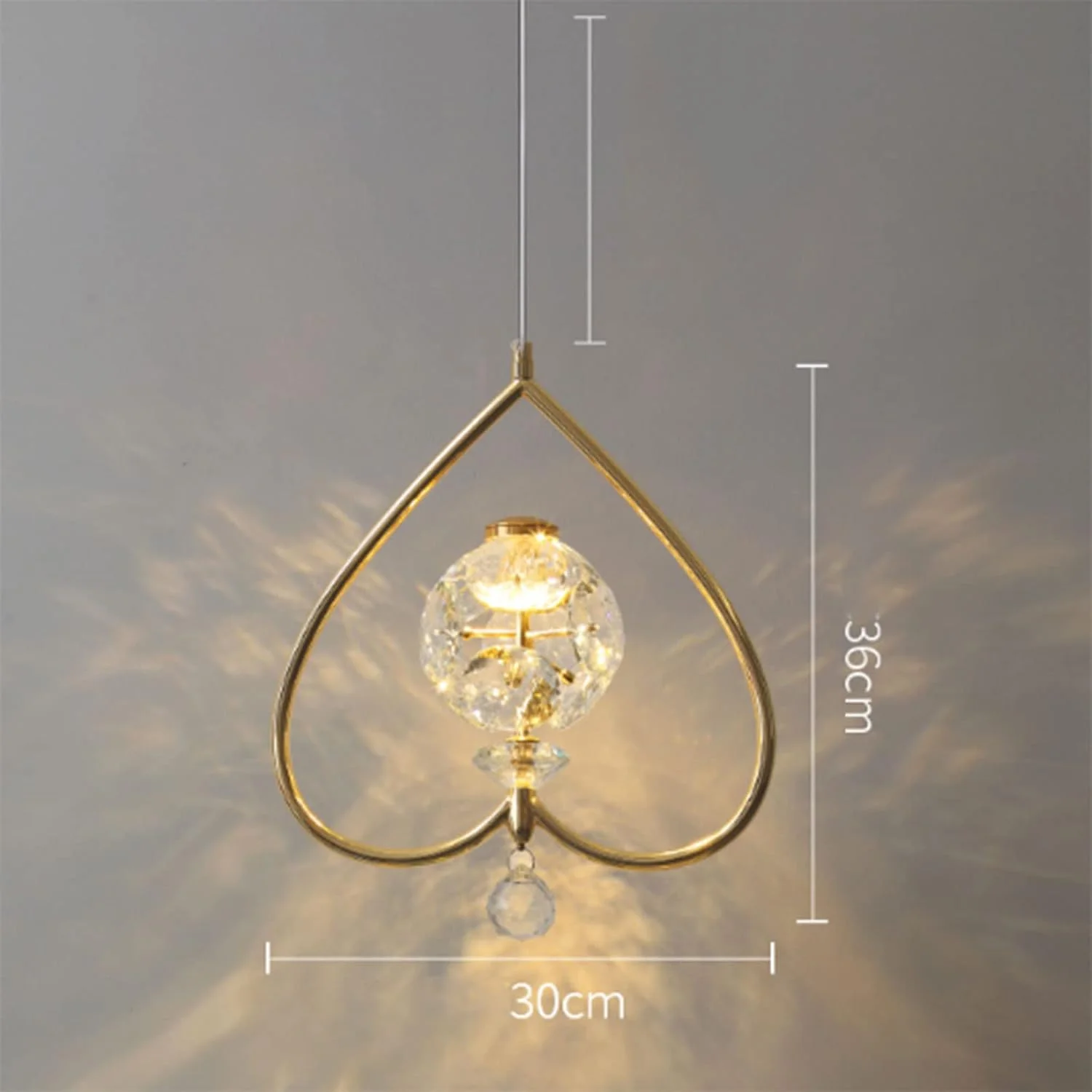 لوستر کریستالی قلب شکل رمانتیک نوردیک، چراغ آویز کریستالی لوکس مدرن، چراغ های آویز سقفی کریستالی ساده و گرم