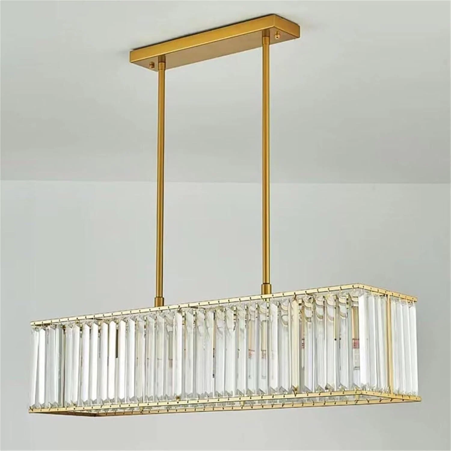 لوستر کریستالی مستطیلی، چراغ مدرن مستطیلی اتاق ناهارخوری، لوستر کریستالی مشکی، چراغ سقفی
