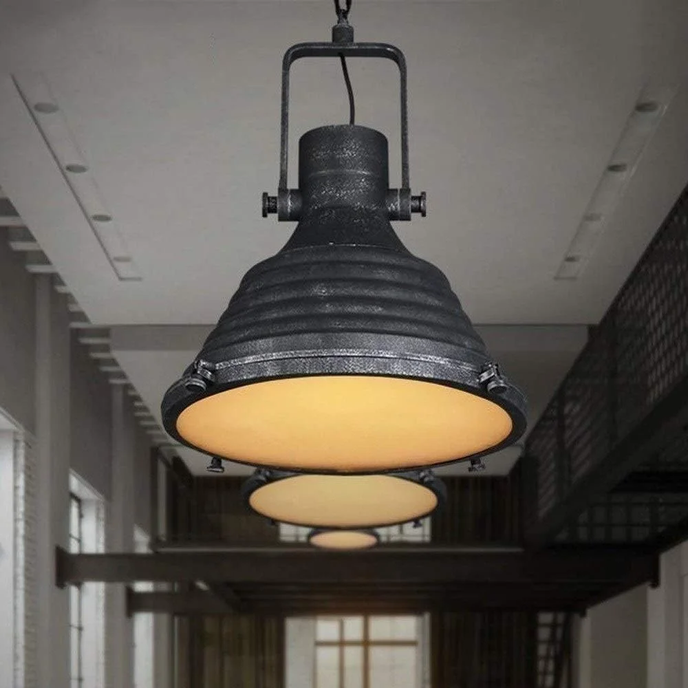 چراغ آویز سقفی ساده و قدیمی از جنس آهن فرفورژه، لوستر تزئینی رستوران، چراغ آویز خلاقانه برای کافه و بار، چراغ سقفی E27