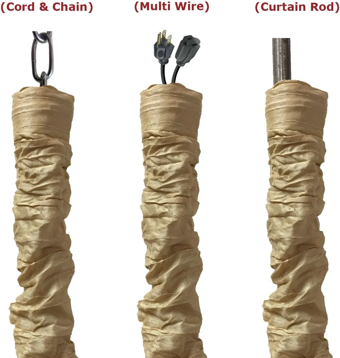 روکش سیم و زنجیر طلایی عتیقه رویال دیزاینز، طول 120 سانتی متر، جنس پارچه ابریشمی، دارای بست چسبی - مناسب برای سیم های لوستر