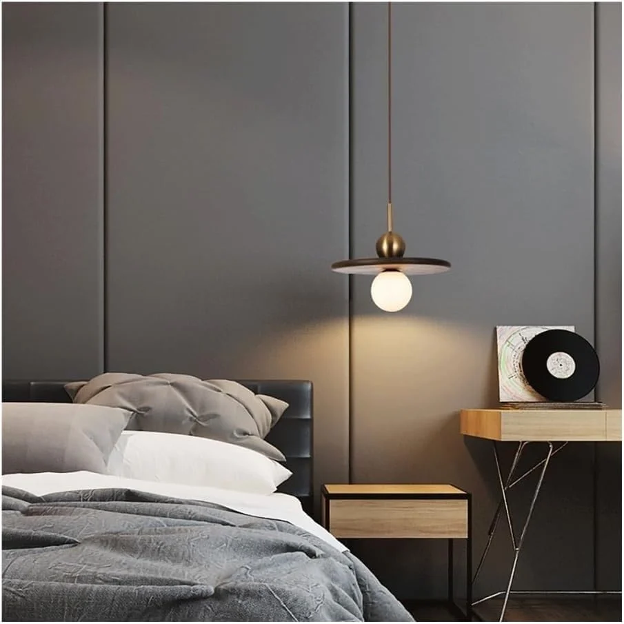 چراغ آویز گرد با حباب شیشه ای - چراغ آویز صنعتی رترو - لوسترهای فلزی طلایی ساده برای اتاق نشیمن