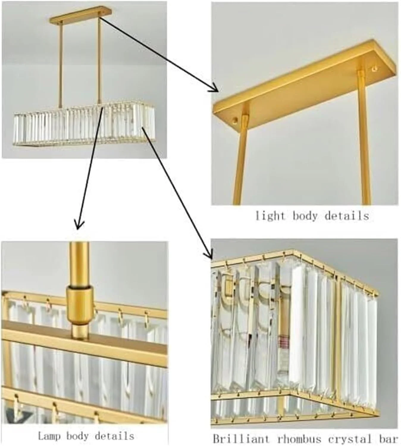لوستر کریستالی مستطیلی، چراغ مدرن مستطیلی اتاق ناهارخوری، لوستر کریستالی مشکی، چراغ سقفی