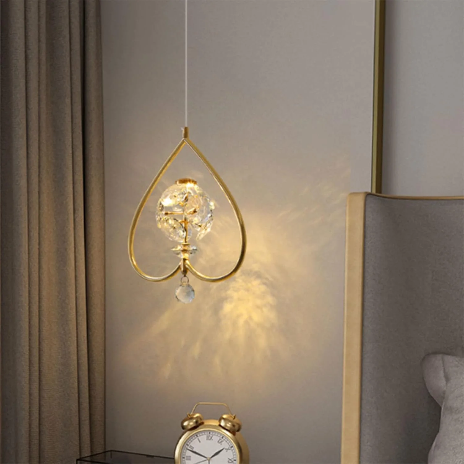 لوستر کریستالی قلب شکل رمانتیک نوردیک، چراغ آویز کریستالی لوکس مدرن، چراغ های آویز سقفی کریستالی ساده و گرم