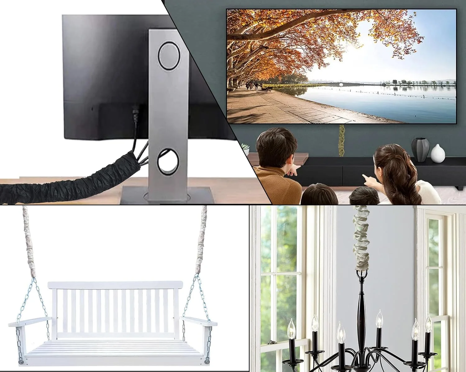 روکش سیم و زنجیر طلایی عتیقه رویال دیزاینز، طول 120 سانتی متر، جنس پارچه ابریشمی، دارای بست چسبی - مناسب برای سیم های لوستر