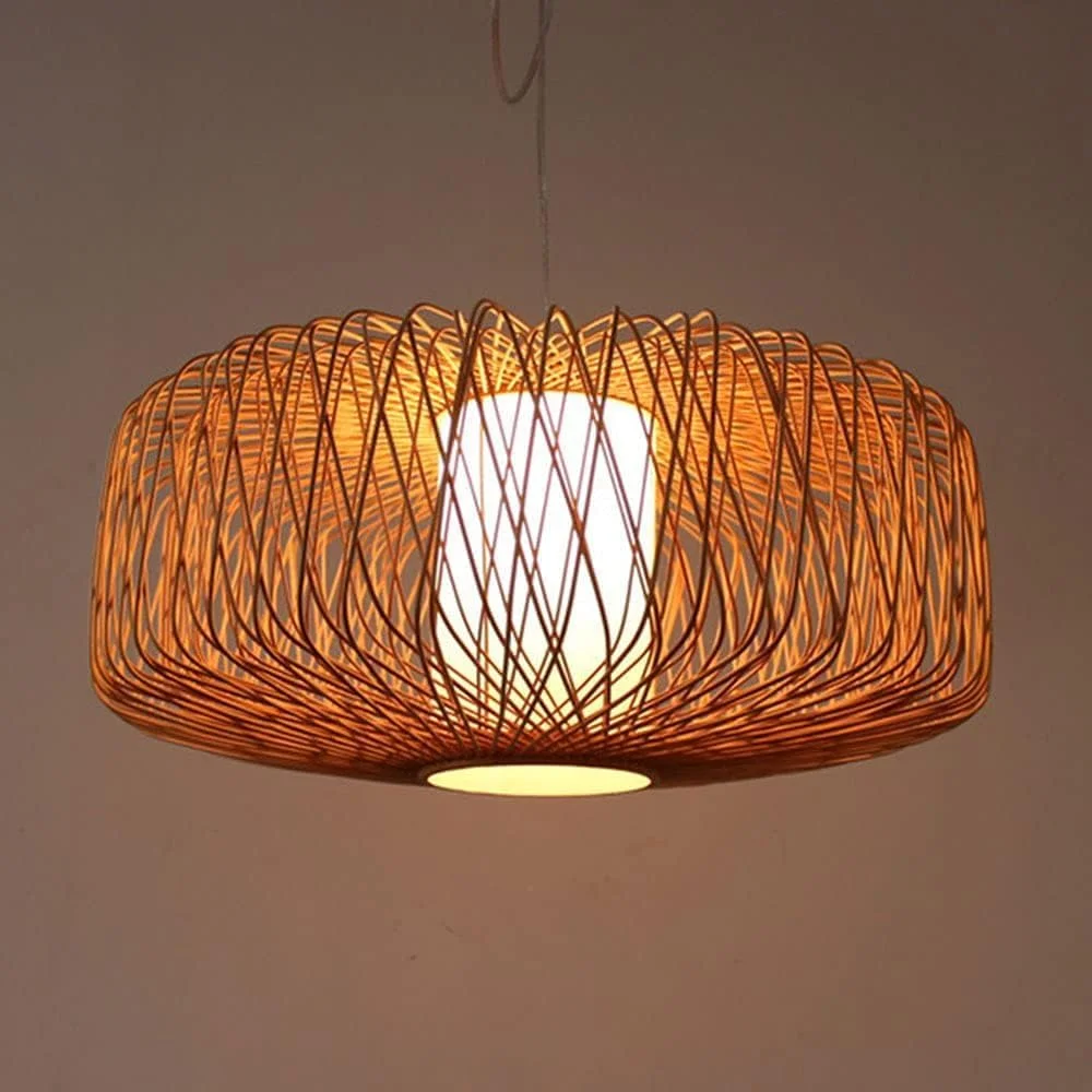 آباژور حصیری سیاه, لوستر به سبک ژاپنی, بسته تک عددی, قفس توخالی بوهو, چراغ آویز میز ناهارخوری, چراغ های آویز بافته شده به سبک روستایی, لوستر