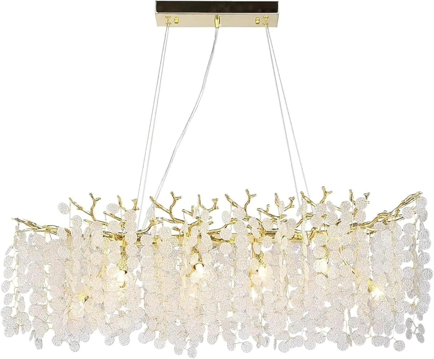 لوسترهای کریستالی مستطیلی بزرگ برای اتاق ناهارخوری - لوستر مدرن شاخه درختی، آویز خطی برای جزیره آشپزخانه و نشیمن