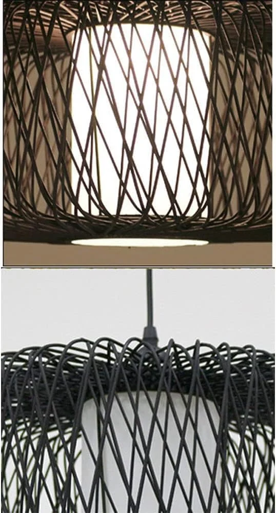 آباژور حصیری سیاه, لوستر به سبک ژاپنی, بسته تک عددی, قفس توخالی بوهو, چراغ آویز میز ناهارخوری, چراغ های آویز بافته شده به سبک روستایی, لوستر