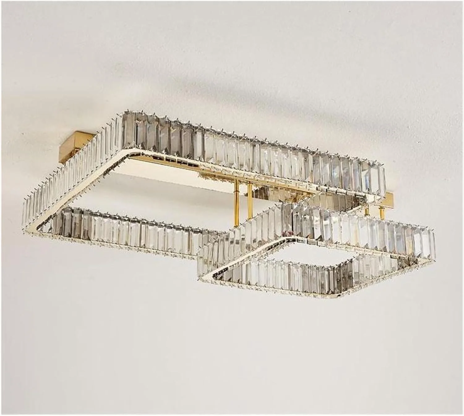 لوستر سقفی مستطیلی مدرن با کنترل از راه دور، لوکس طلایی کریستالی LED برای اتاق نشیمن، اتاق خواب، اتاق مطالعه، دکور مدرن، تک رنگ - 40x60 سانتی متر