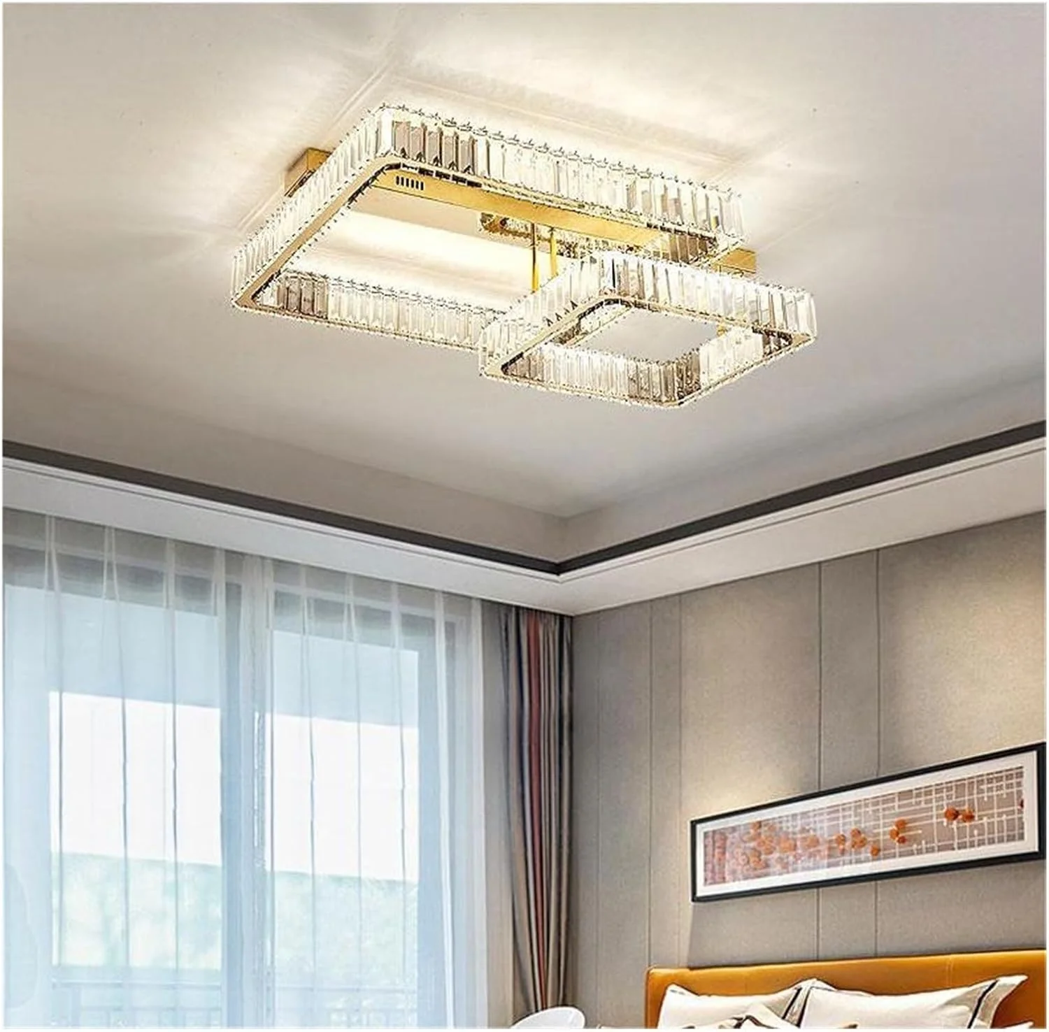لوستر سقفی مستطیلی مدرن با کنترل از راه دور، لوکس طلایی کریستالی LED برای اتاق نشیمن، اتاق خواب، اتاق مطالعه، دکور مدرن، تک رنگ - 40x60 سانتی متر لوستر سقفی مستطیلی مدرن با کنترل از راه دور، لوکس طلایی کریستالی LED برای اتاق نشیمن، اتاق خواب، اتاق مطالعه، دکور مدرن، تک رنگ - 40x60 سانتی متر