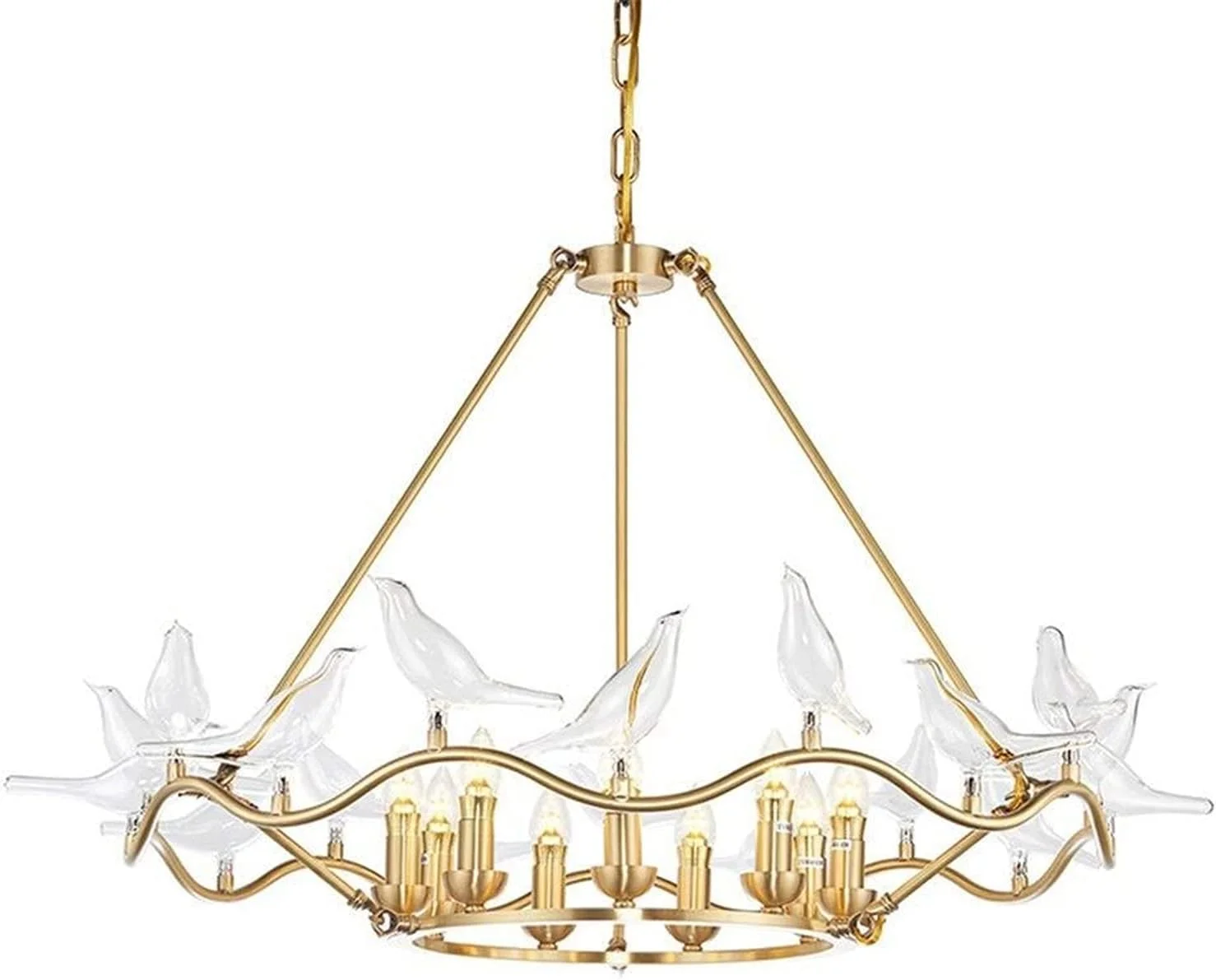 لوستر پرنده شیشه ای مینیمالیستی پست مدرن، طراحی خلاقانه مناسب اتاق مدل، اتاق نشیمن، اتاق غذاخوری، اتاق خواب، هتل، روشنایی تزئینی آهنی با سلیقه بالا