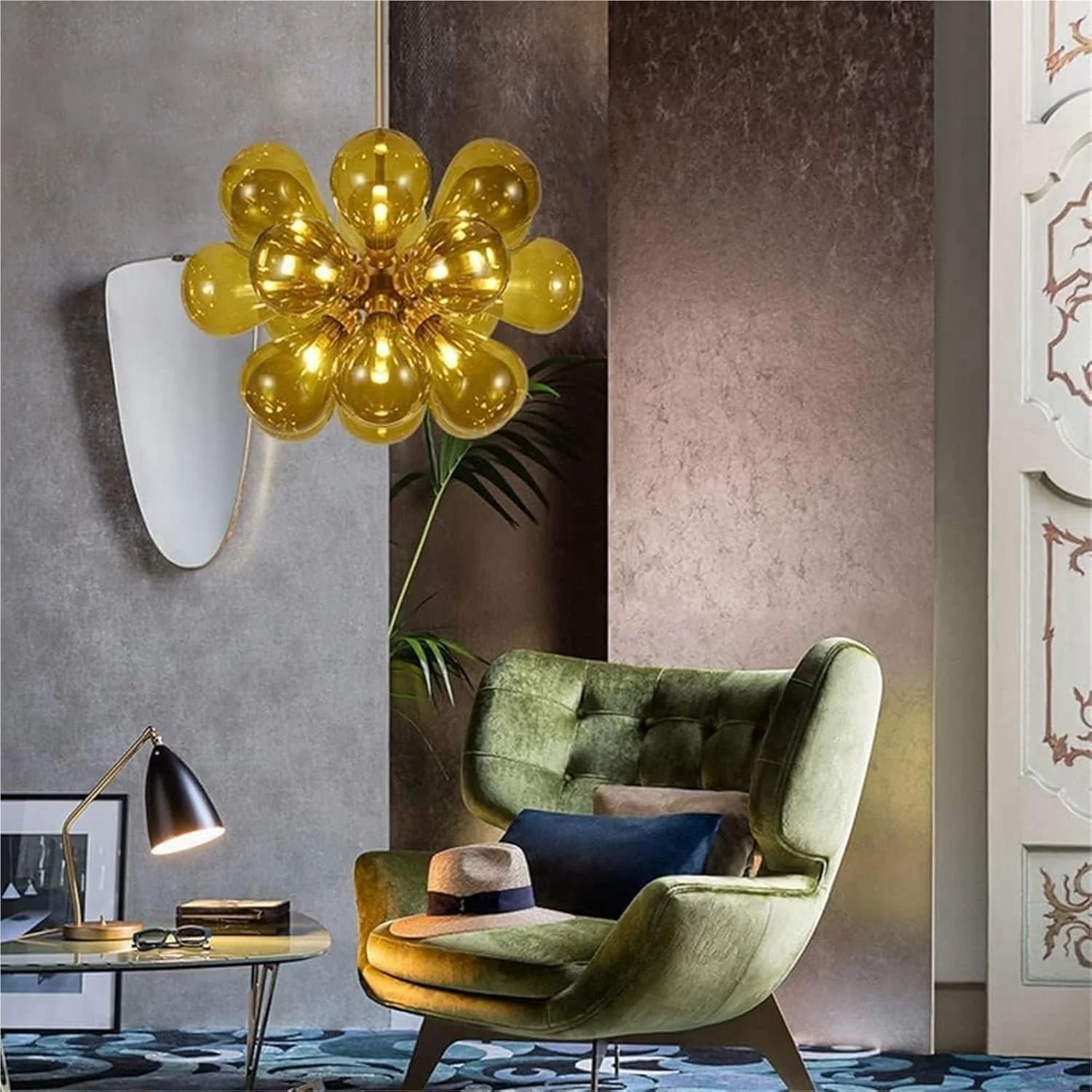 لوستر آویز مدرن 丨لوستر شیشه ای مدل دانه جادویی 丨لوستر آویز رنگارنگ